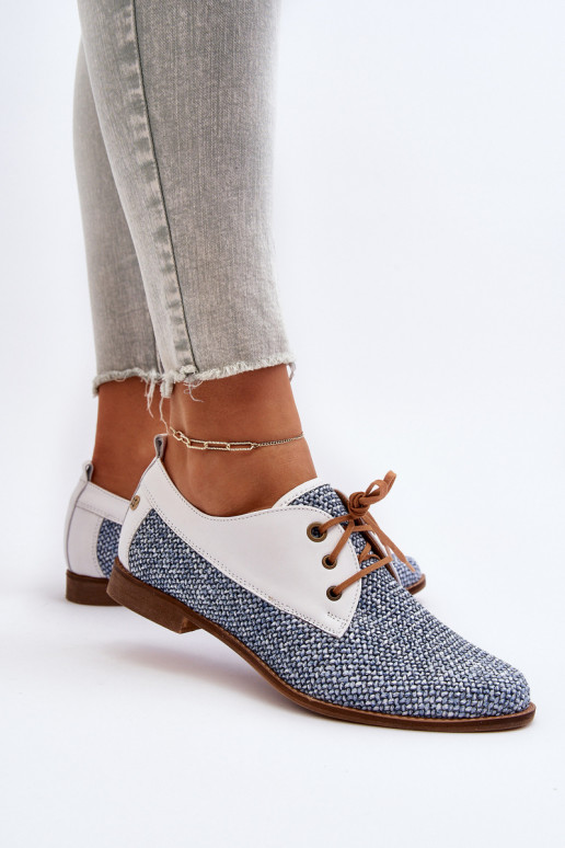 Peau chaussures Féminin avec des talons larges Il fautciejka 06461-17 couleur bleue