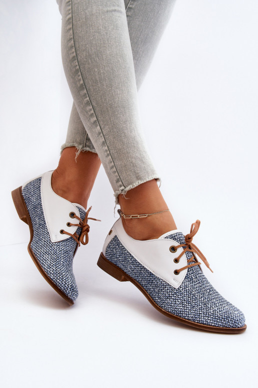 Haut Schuhe Feminin mit breiten Absätzen Es mussciejka 06461-17 blaue Farbe