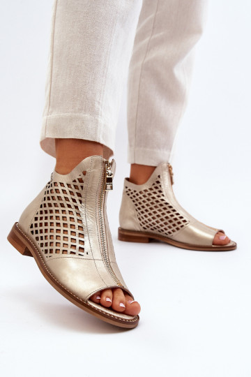 Zazoo 977/L Leder Ażurowe Sandalen in Gold