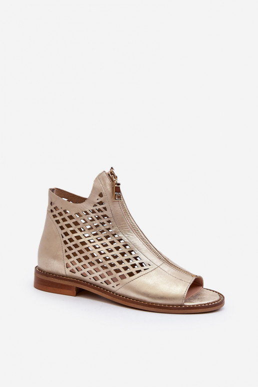 Zazoo 977/L Peau Sandales ajourées Au Château couleur dorée Zazoo 977/L Peau Sandales ajourées Au Château couleur dorée
