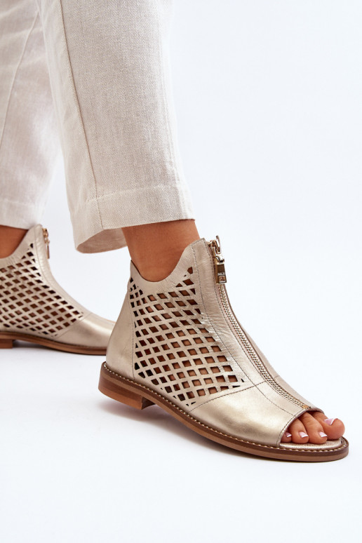 Zazoo 977/L Leer OpengeInerkte sandalen Opar het kasteel gouden kleur Zazoo 977/L Leer OpengeInerkte sandalen Opar het kasteel gouden kleur