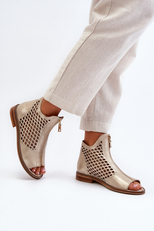 Zazoo 977/L Leer OpengeInerkte sandalen Opar het kasteel gouden kleur Zazoo 977/L Leer OpengeInerkte sandalen Opar het kasteel gouden kleur