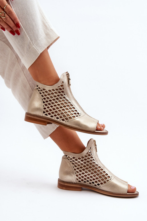 Zazoo 977/L Peau Sandales ajourées Au Château couleur dorée Zazoo 977/L Peau Sandales ajourées Au Château couleur dorée