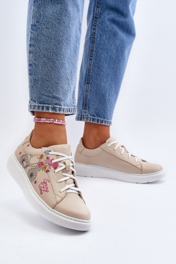 Zazoo 024/TAMARA Damen Leder Sportschuhe in Sand