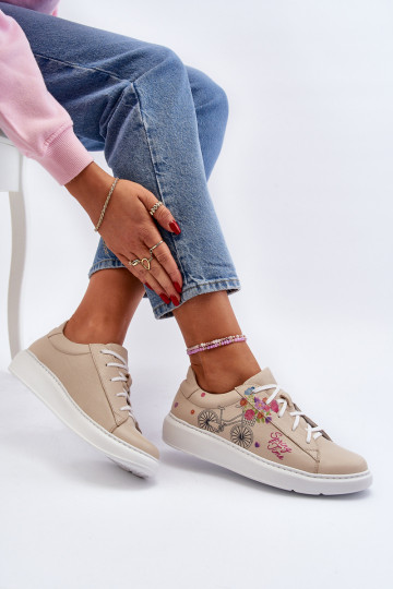 Zazoo 024/TAMARA Féminin Chaussures modèle baskets Peau beige 2