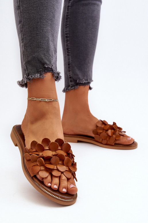 Zazoo 40381 Féminin Pantoufles en cuir avec des talons larges marron Zazoo 40381 Féminin Pantoufles en cuir avec des talons larges marron