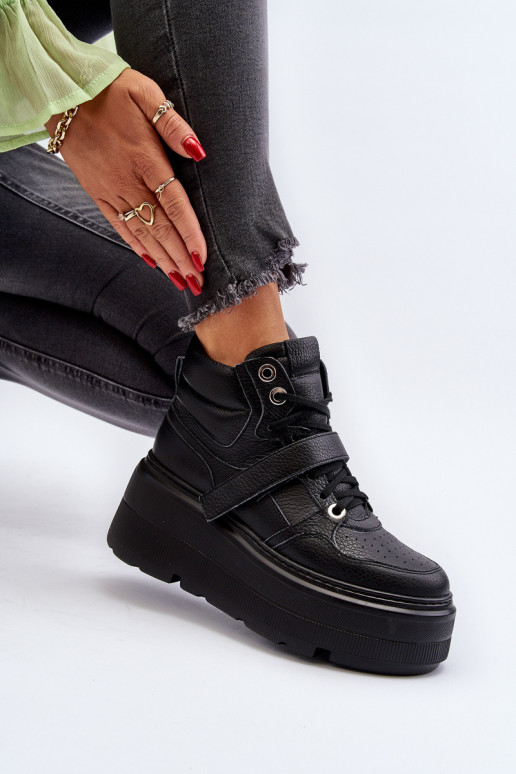 Zazoo 3450 Peau Chaussures modèle baskets Féminin couleur noire