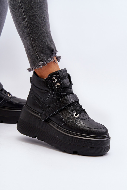 Zazoo 3450 Peau Chaussures modèle baskets Féminin couleur noire