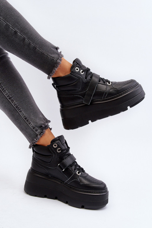 Zazoo 3450 Peau Chaussures modèle baskets Féminin couleur noire