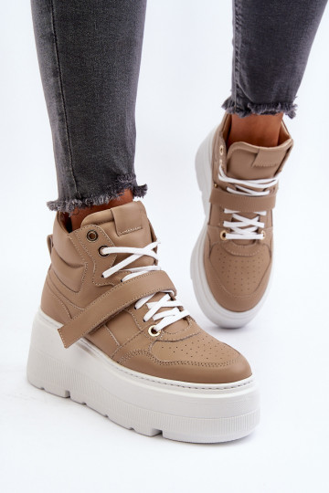 Zazoo 3450 Leer Sneakers model schoenen Dames beige