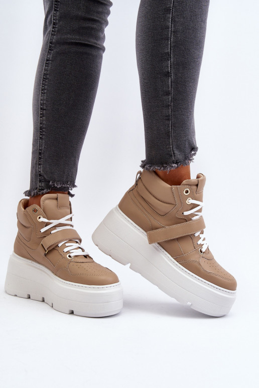 Zazoo 3450 Leer Sneakers model schoenen Dames beige Zazoo 3450 Leer Sneakers model schoenen Dames beige