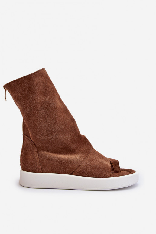 Zazoo 3441 Suède damessandalenCholeInka bruine kleur Zazoo 3441 Suède damessandalenCholeInka bruine kleur