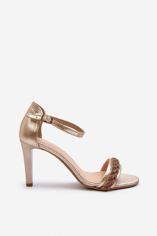 Zazoo 3328/2 Damensandalen Haut mit dünnen Absätzen goldene Farbe Zazoo 3328/2 Damensandalen Haut mit dünnen Absätzen goldene Farbe