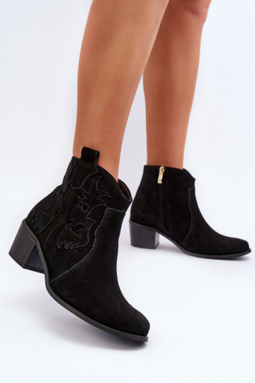 Zazoo 3426 Féminin Chaussures en daim style coÀ-boy couleur noire