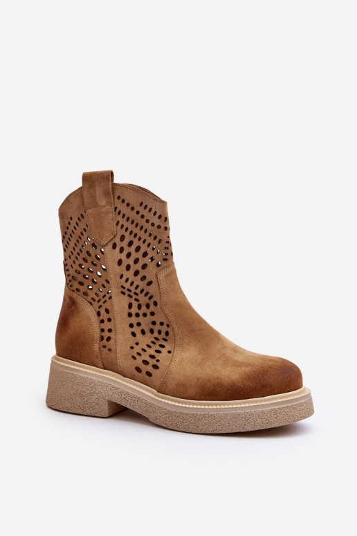 Zazoo 3470 INildlederschuhe Feminin mit breiten Absätzen mit durchbrochenen Elementen Beige Zazoo 3470 INildlederschuhe Feminin mit breiten Absätzen mit durchbrochenen Elementen Beige