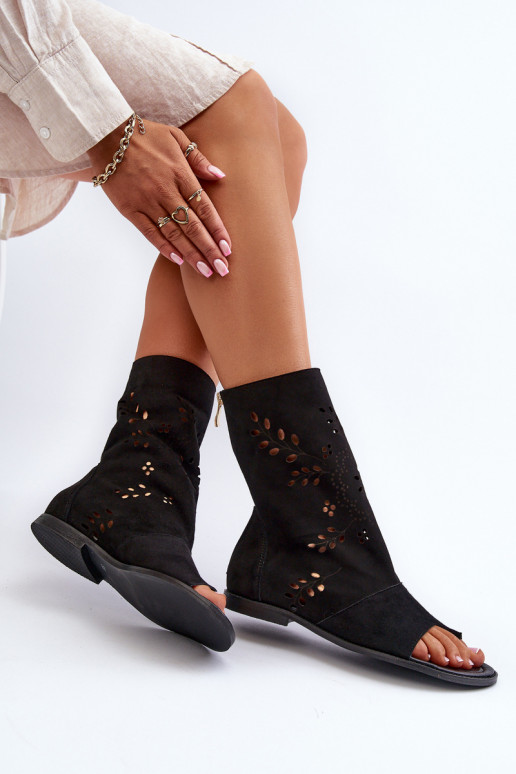 Zazoo 3437 Féminin Sandales en daim avec une botte Au Château couleur noire Zazoo 3437 Féminin Sandales en daim avec une botte Au Château couleur noire