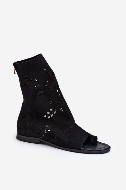 Zazoo 3437 Feminin INildledersandalen mit einem Stiefel Zum Schloss schZuarze Farbe Zazoo 3437 Feminin INildledersandalen mit einem Stiefel Zum Schloss schZuarze Farbe