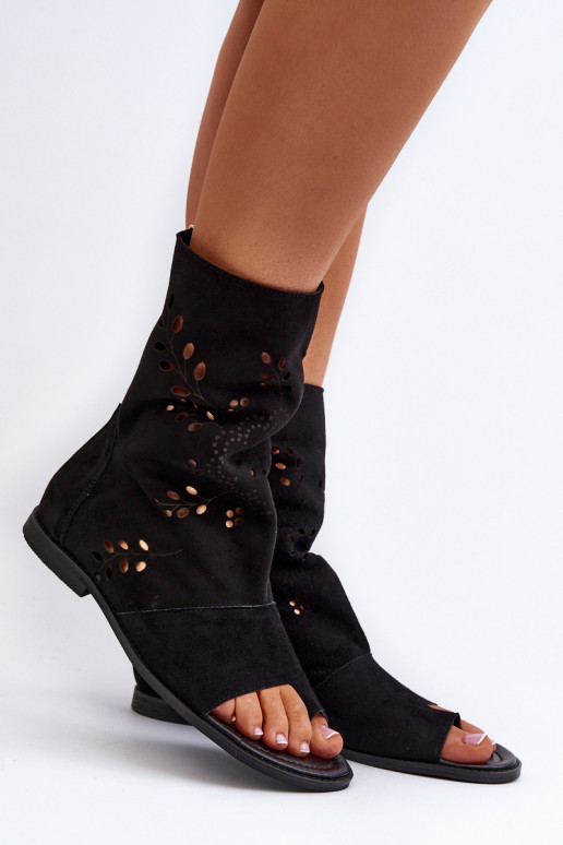 Zazoo 3437 Féminin Sandales en daim avec une botte Au Château couleur noire Zazoo 3437 Féminin Sandales en daim avec une botte Au Château couleur noire