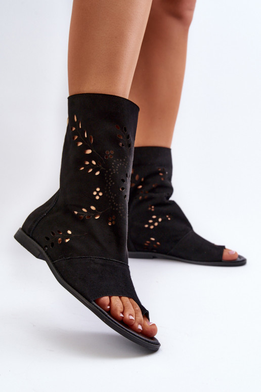 Zazoo 3437 Féminin Sandales en daim avec une botte Au Château couleur noire Zazoo 3437 Féminin Sandales en daim avec une botte Au Château couleur noire