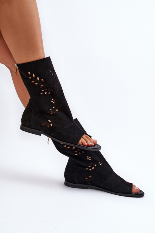 Zazoo 3437 Feminin INildledersandalen mit einem Stiefel Zum Schloss schZuarze Farbe Zazoo 3437 Feminin INildledersandalen mit einem Stiefel Zum Schloss schZuarze Farbe