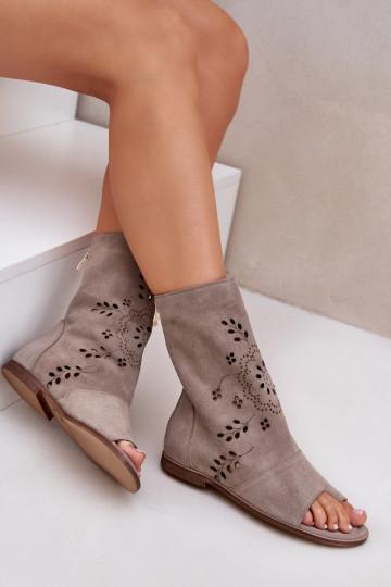 Zazoo 3437 Feminin INildledersandalen mit einem Stiefel Zum Schloss Beige