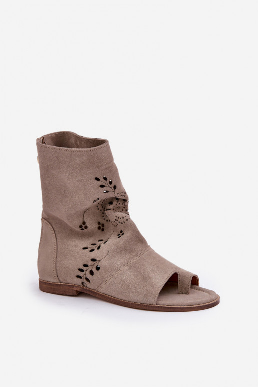 Zazoo 3437 Féminin Sandales en daim avec une botte Au Château beige Zazoo 3437 Féminin Sandales en daim avec une botte Au Château beige