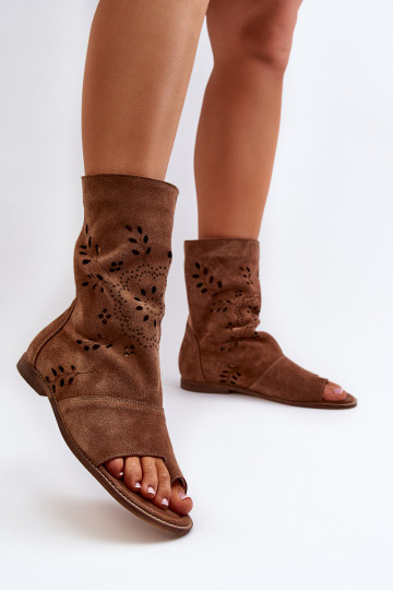 Zazoo 3437 Feminin INildledersandalen mit einem Stiefel Zum Schloss braune Farbe