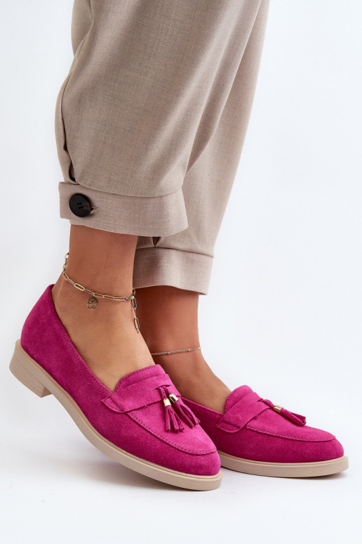 Zazoo 3420 Suède mocassins Dames met brede hakken Fuskja Zazoo 3420 Suède mocassins Dames met brede hakken Fuskja