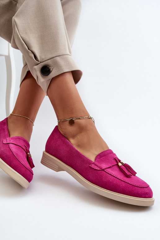 Zazoo 3420 Suède mocassins Dames met brede hakken Fuskja Zazoo 3420 Suède mocassins Dames met brede hakken Fuskja