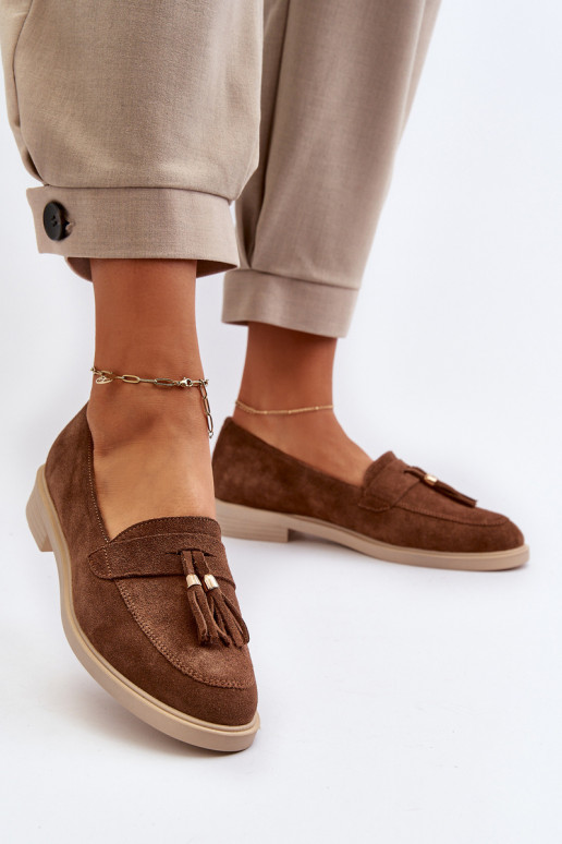 Zazoo 3420 Mocassins en daim Féminin avec des talons larges marron