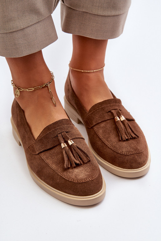 Zazoo 3420 Mocassins en daim Féminin avec des talons larges marron