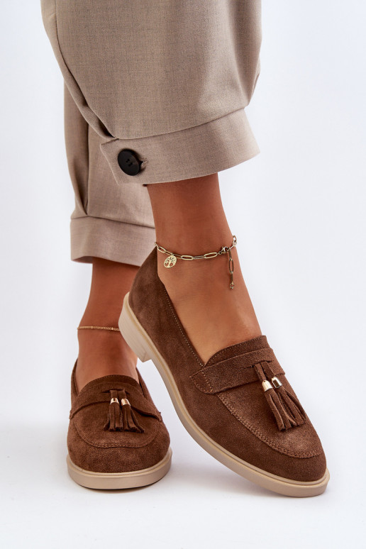 Zazoo 3420 INildledermokassins Feminin mit breiten Absätzen braune Farbe