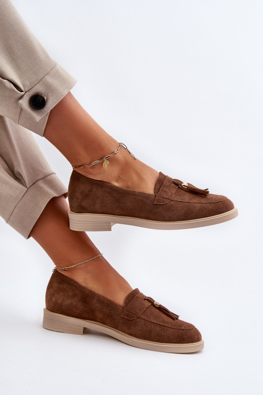 Zazoo 3420 Mocassins en daim Féminin avec des talons larges marron