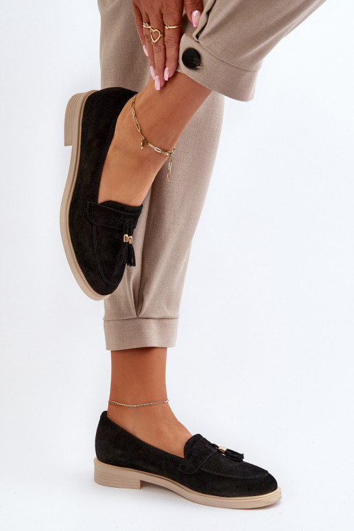 Zazoo 3420 Suède mocassins Dames met brede hakken zInart Zazoo 3420 Suède mocassins Dames met brede hakken zInart