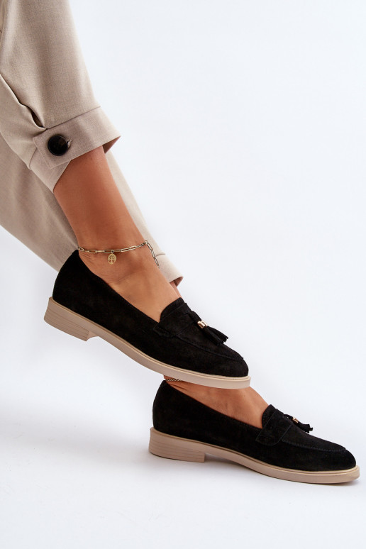 Zazoo 3420 Suède mocassins Dames met brede hakken zInart Zazoo 3420 Suède mocassins Dames met brede hakken zInart