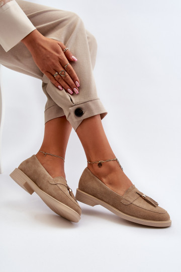 Zazoo 3420 Mocassins en daim Féminin avec des talons larges beige 2