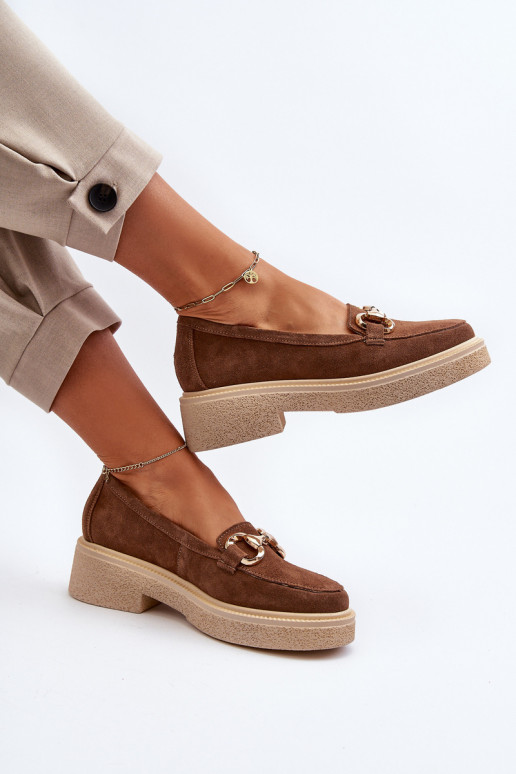 Zazoo 3429 Mocassins en daim Féminin avec des ornements marron