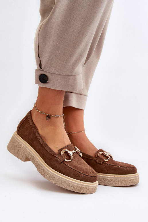 Zazoo 3429 Mocassins en daim Féminin avec des ornements marron