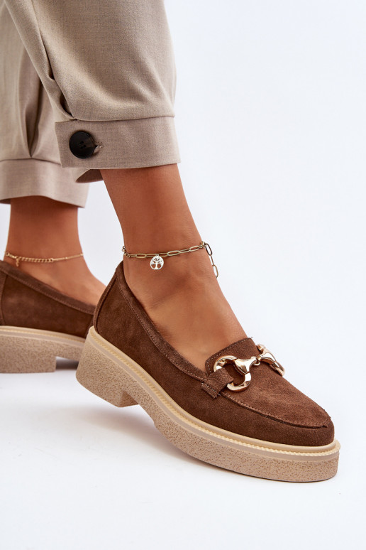 Zazoo 3429 Mocassins en daim Féminin avec des ornements marron