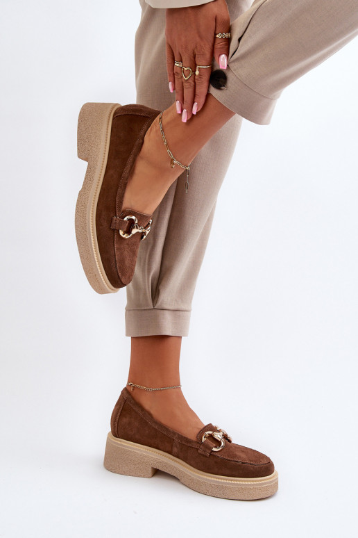 Zazoo 3429 Mocassins en daim Féminin avec des ornements marron