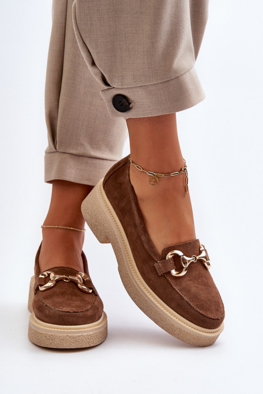 Zazoo 3429 Mocassins en daim Féminin avec des ornements marron