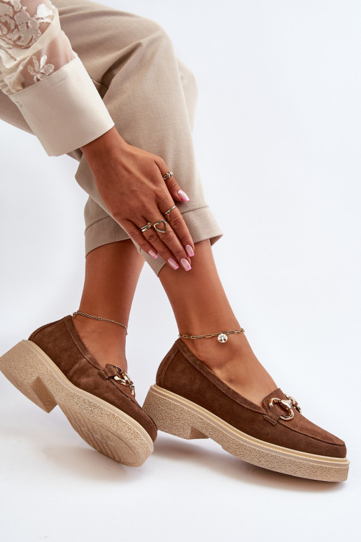 Zazoo 3429 Mocassins en daim Féminin avec des ornements marron