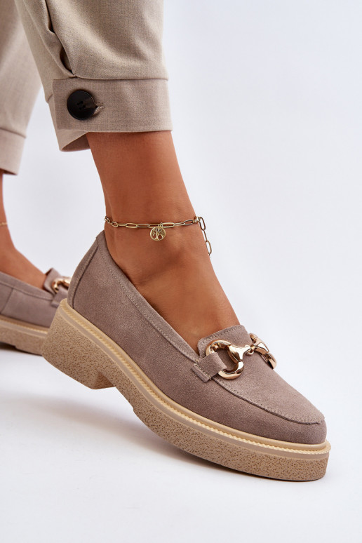 Zazoo 3429 Suède mocassins Dames met ornamenten kleur cappuccino Zazoo 3429 Suède mocassins Dames met ornamenten kleur cappuccino