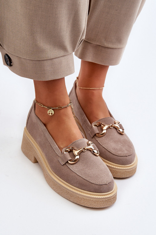 Zazoo 3429 Suède mocassins Dames met ornamenten kleur cappuccino Zazoo 3429 Suède mocassins Dames met ornamenten kleur cappuccino