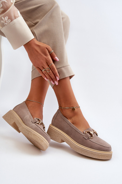 Zazoo 3429 Mocassins en daim Féminin avec des ornements couleur cappuccino Zazoo 3429 Mocassins en daim Féminin avec des ornements couleur cappuccino