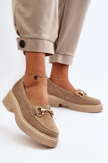 Zazoo 3429 Mocassins en daim Féminin avec des ornements beige