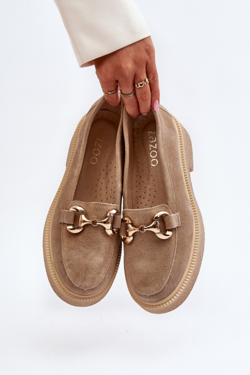 Zazoo 3429 INildledermokassins Feminin mit Ornamenten Beige Zazoo 3429 INildledermokassins Feminin mit Ornamenten Beige