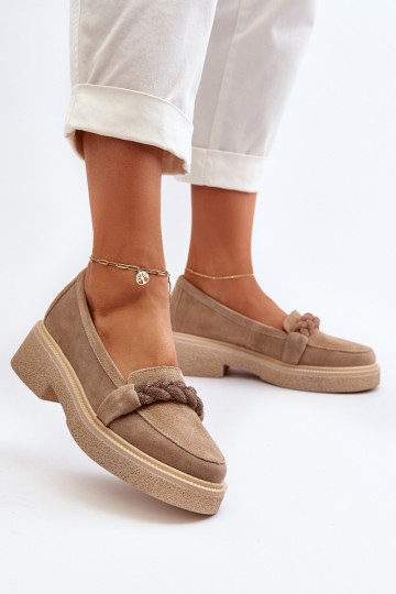 Zazoo 3429/DANS Mocassins élégants en daim avec des ornements beige
