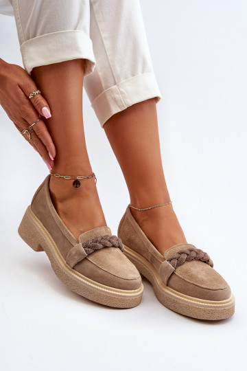 Zazoo 3429/IN Mocassins élégants en nubuck avec ornements couleur sable 2