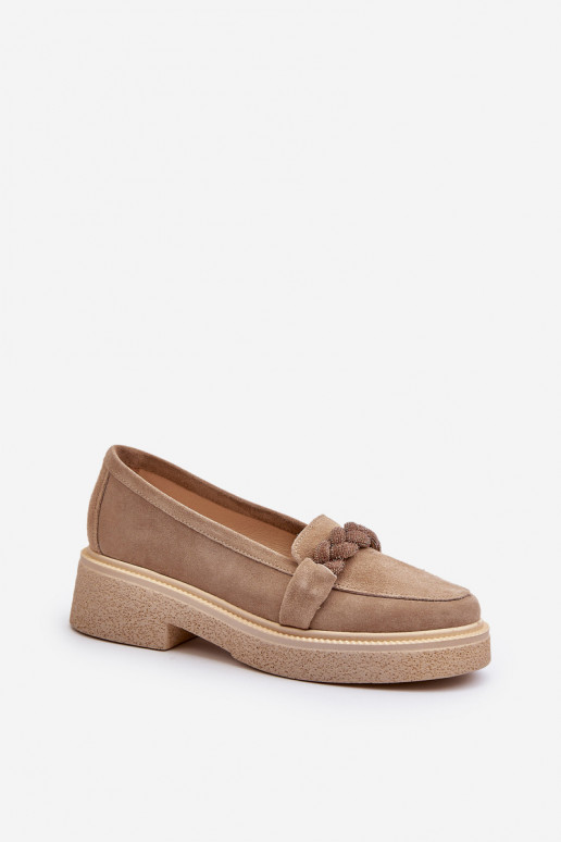 Zazoo 3429/IN Elegante suède mocassins met ornamenten beige Zazoo 3429/IN Elegante suède mocassins met ornamenten beige